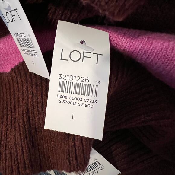 **NWT LOFT Pink and Burgundy Striped Mockneck Tunic Sweater - Picture 7 of 9